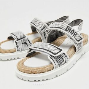Dior White and Natural Rope Espadrille Sport Sandals